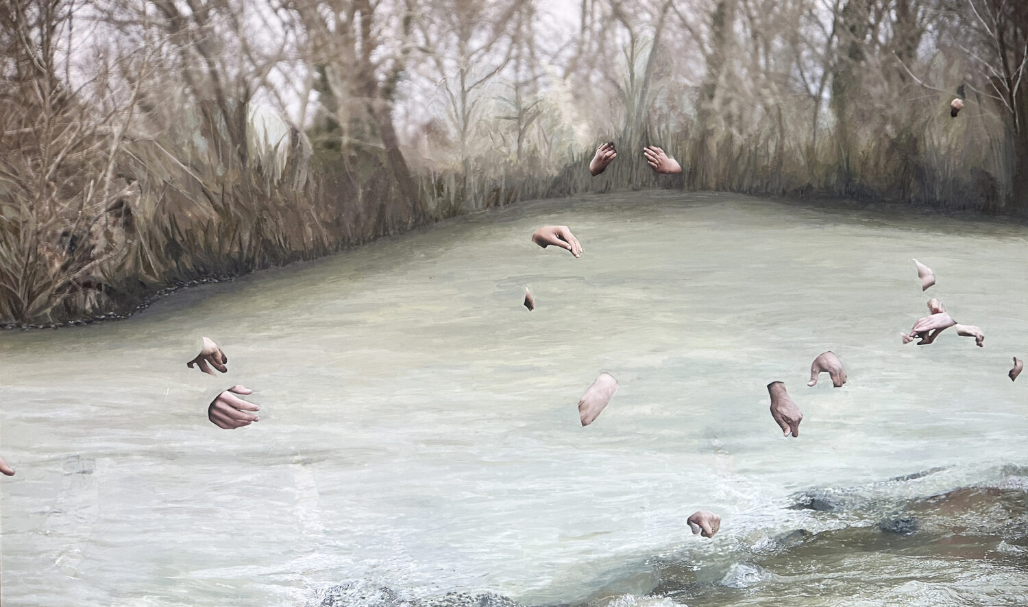 Passage to Europe - 2024 - acrylic on photo - 70 x 105 cm.
