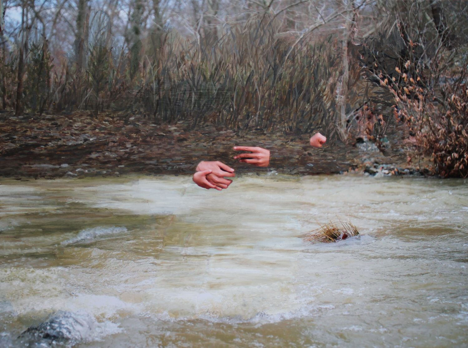 Celine van den Boorn, Crossing the European border #4, Acrylic on photo on dibond, 30 x 40 cm.